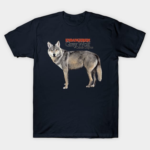 Endangered Grey Wolf T-Shirt by Heather Dorsch Creations